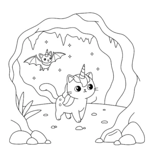 coloriage Chat Licorne à imprimer