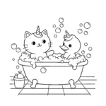 image pour coloriage Chat Licorne enfant