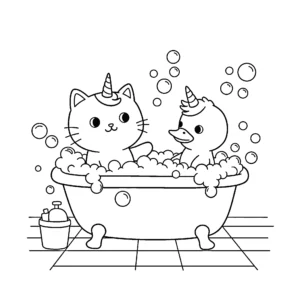image pour coloriage Chat Licorne enfant
