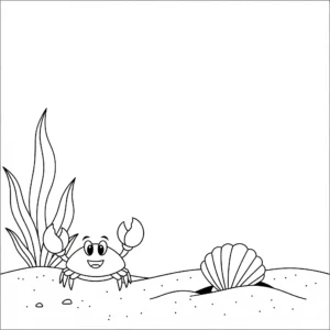 coloriage Coquillage Caché dans le Sable pour bebe a imprimer