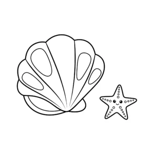 coloriage Coquillage et Petite Étoile de Mer à imprimer
