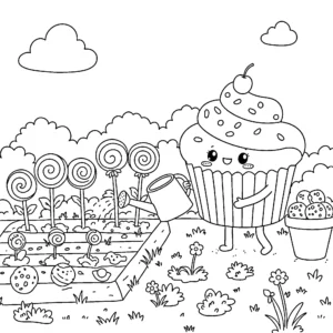 coloriage Cupcake et découpage à imprimer