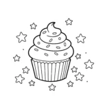 coloriage Cupcake et Étoiles à imprimer pour enfant de 7 ans