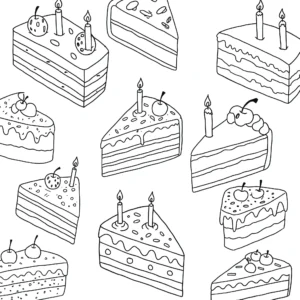 coloriage Des parts de gâteau individuelles à imprimer pour enfant de 10 ans