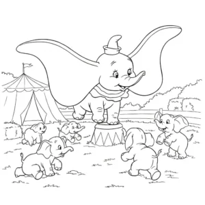 coloriage Dumbo et apprentissage