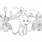 coloriage Dumbo dans le Cirque pour enfant à imprimer