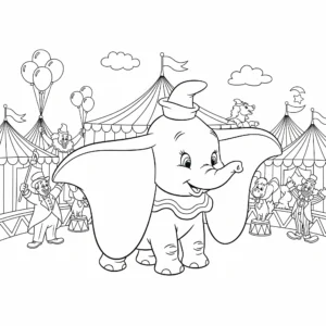 coloriage Dumbo dans le Cirque pour enfant à imprimer