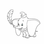 coloriage Dumbo et une Plume Magique educatif pour enfant