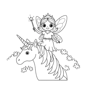 coloriage Fée Licorne a imprimer pour enfant de 4 ans