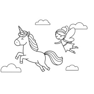 coloriage Fée Licorne à imprimer pour enfant de 2 ans