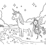 coloriage Fée Licorne pour enfant de 3 ans