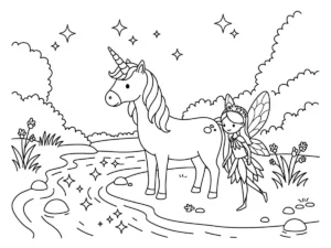 coloriage Fée Licorne pour enfant de 3 ans