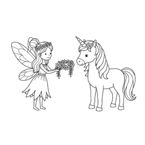 imprimer coloriage Fée Licorne