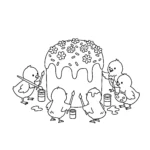 imprimer coloriage Gâteau de Pâques pour enfant