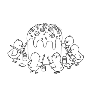 imprimer coloriage Gâteau de Pâques pour enfant