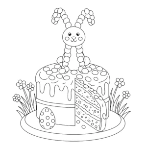 coloriage Gâteau de Pâques à imprimer pour enfant de 6 ans
