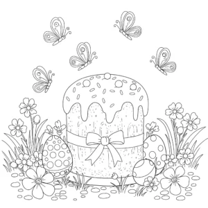 coloriage Gâteau de Pâques à imprimer pdf gratuit