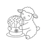 coloriage Gâteau de Pâques à imprimer pour enfants