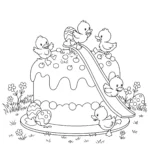 coloriage Gâteau de Pâques a imprimer pour enfant de 4 ans