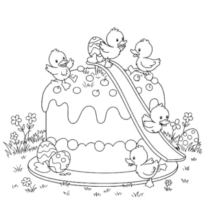coloriage Gâteau de Pâques a imprimer pour enfant de 4 ans
