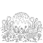 coloriage Gâteau de Pâques gratuit à imprimer