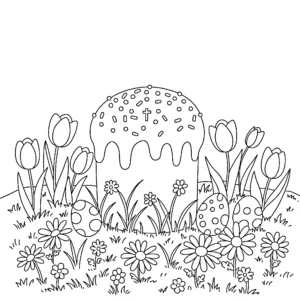 coloriage Gâteau de Pâques gratuit à imprimer