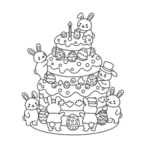 coloriage Gâteau de Pâques à imprimer pour enfant de 9 ans