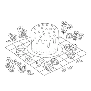 coloriage Gâteau de Pâques à imprimer a4