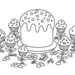 coloriage Gâteau de Pâques à imprimer kawaii