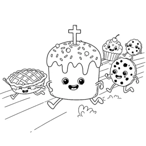 coloriage Gâteau de Pâques pour enfant de 2 ans