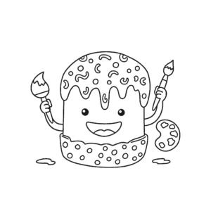 coloriage Gâteau de Pâques et apprentissage
