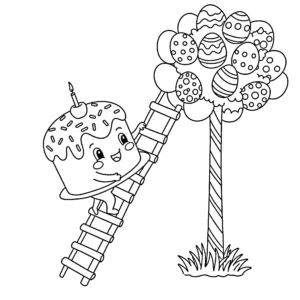 coloriage Gâteau de Pâques à imprimer pour enfant de 6 ans
