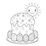 coloriage Gâteau de Pâques a imprimer pour enfant de 4 ans