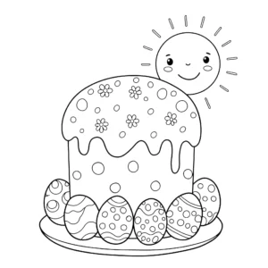 coloriage Gâteau de Pâques a imprimer pour enfant de 4 ans
