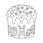 coloriage Gâteau de Pâques a imprimer pour enfant de 4 ans