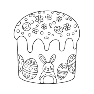 coloriage Gâteau de Pâques a imprimer pour enfant de 4 ans
