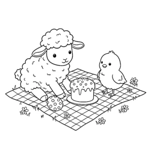 coloriage Gâteau de Pâques à imprimer pour enfant de 4 ans