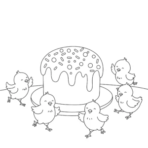 coloriage Gâteau de Pâques à imprimer pour enfants