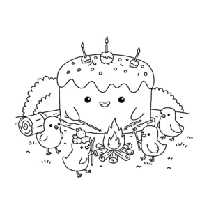 coloriage Gâteau de Pâques educatif pour enfant