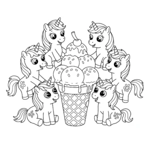 imprimer coloriage Glace Licorne gratuit