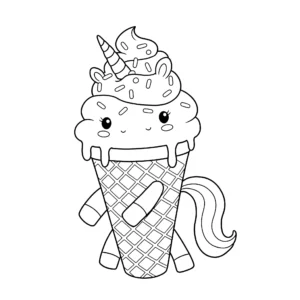 coloriage Glace Licorne à imprimer pour enfant de 7 ans