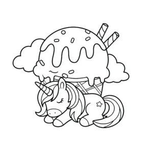 coloriage Glace Licorne à imprimer pour enfant de 2 ans