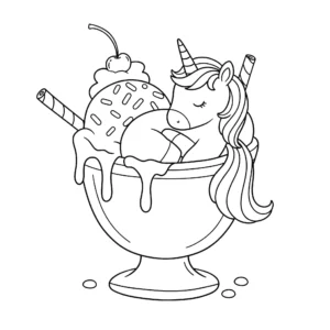 coloriage Glace Licorne a imprimer pour enfant de 4 ans