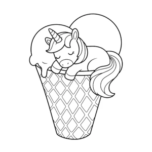image de coloriage Glace Licorne pour enfant