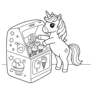 coloriage Glace Licorne pour enfants à télécharger