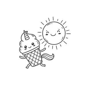 coloriage Glace Licorne gratuit pour enfants