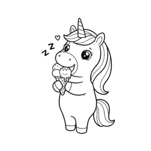 coloriage Glace Licorne pour enfant de 8 ans