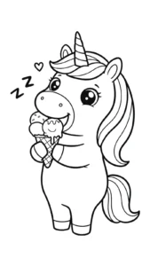 coloriage Glace Licorne et découpage à imprimer