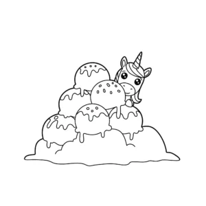image de coloriage Glace Licorne pour enfant