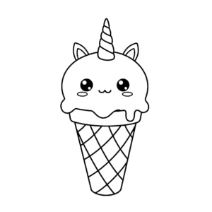 coloriage Glace Licorne à imprimer a4